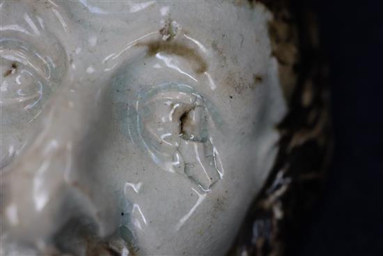 An 18th century Prattware mask scent bottle length 8cm